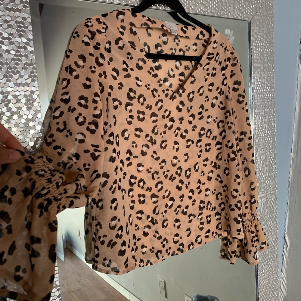 Cheetah print sheer blouse